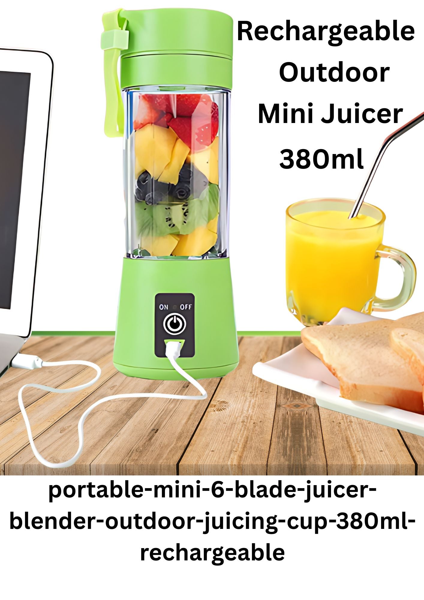 Portable Mini 6 Blade Juicer Blender (380ml) – Rechargeable