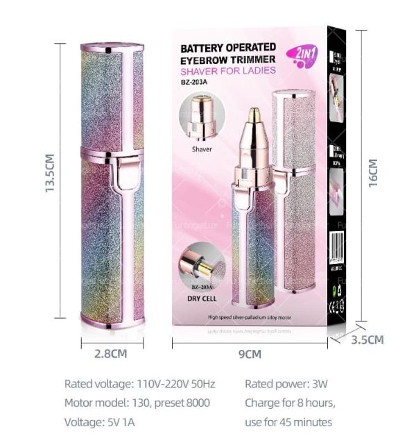 2 in 1 Electric Eyebrow Trimmer & Facial Hair Remover – Rechargeable & Painless