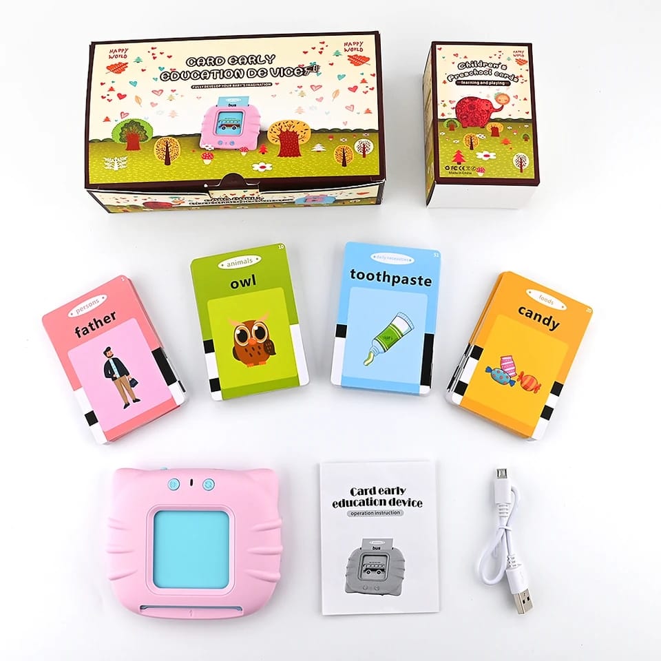 Audible Flash Cards Baby Reading Machine – 🎓 Montessori Learning Toy for Toddlers | Early English Learning 📚 | Random Color