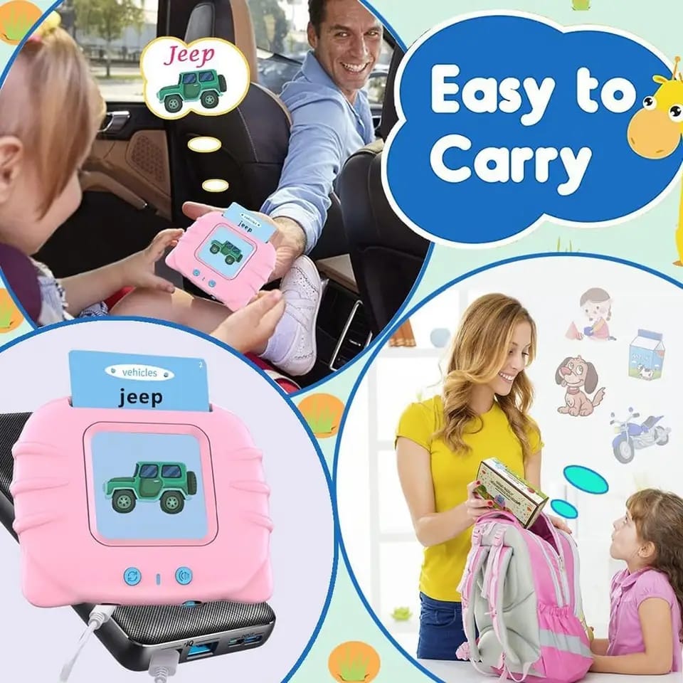 Audible Flash Cards Baby Reading Machine – 🎓 Montessori Learning Toy for Toddlers | Early English Learning 📚 | Random Color