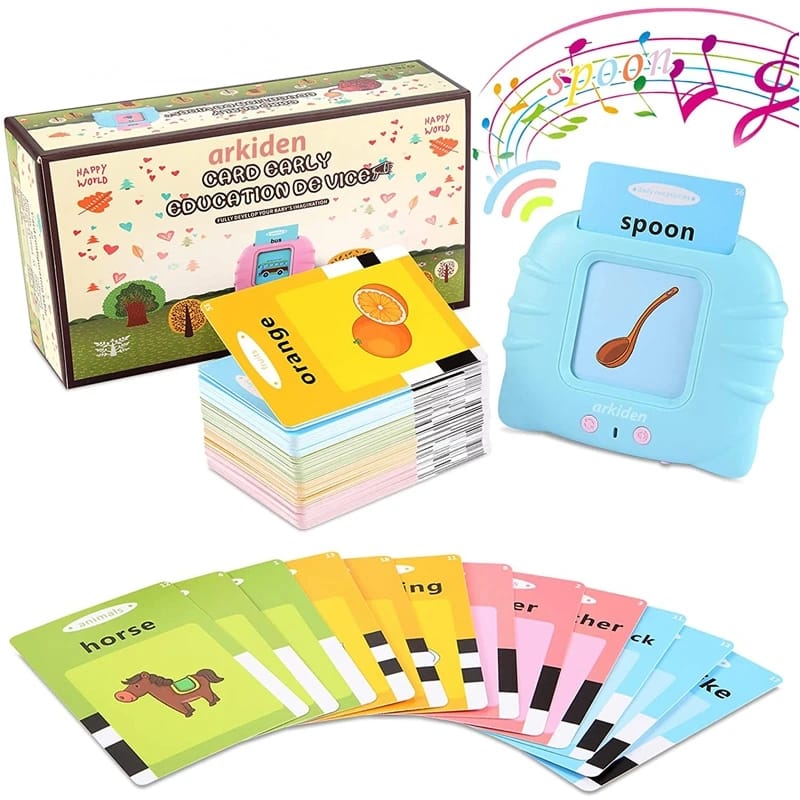 Audible Flash Cards Baby Reading Machine – 🎓 Montessori Learning Toy for Toddlers | Early English Learning 📚 | Random Color