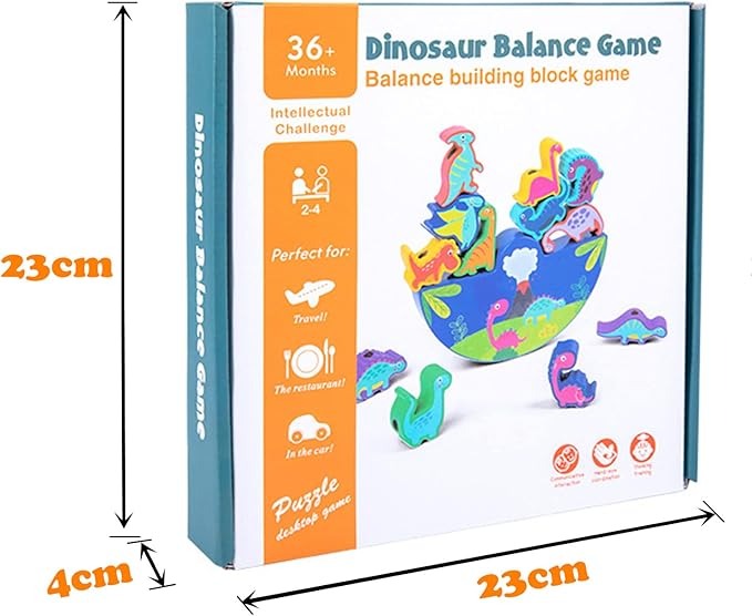 🦖 Dinosaur Wooden Stacking Toy for 3+ Years | Montessori Balance & Threading Game | Motor Skills Learning Gift for Kids