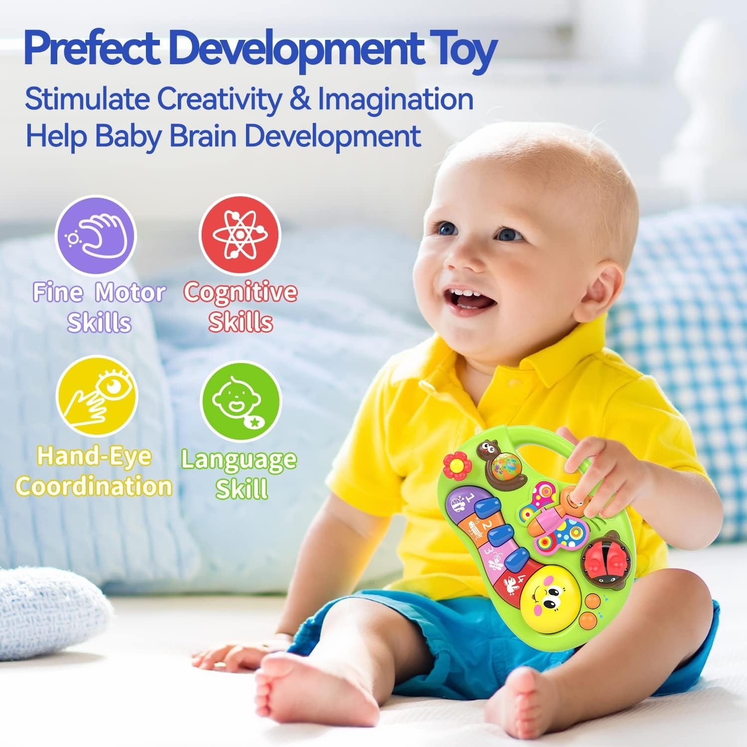 Smiley Piano 🎹 Baby Musical Keyboard Toy | Light-Up & Music Early Education Toy for Infants 6–12 Months 👶 | Interactive Learning Piano (Random Color)