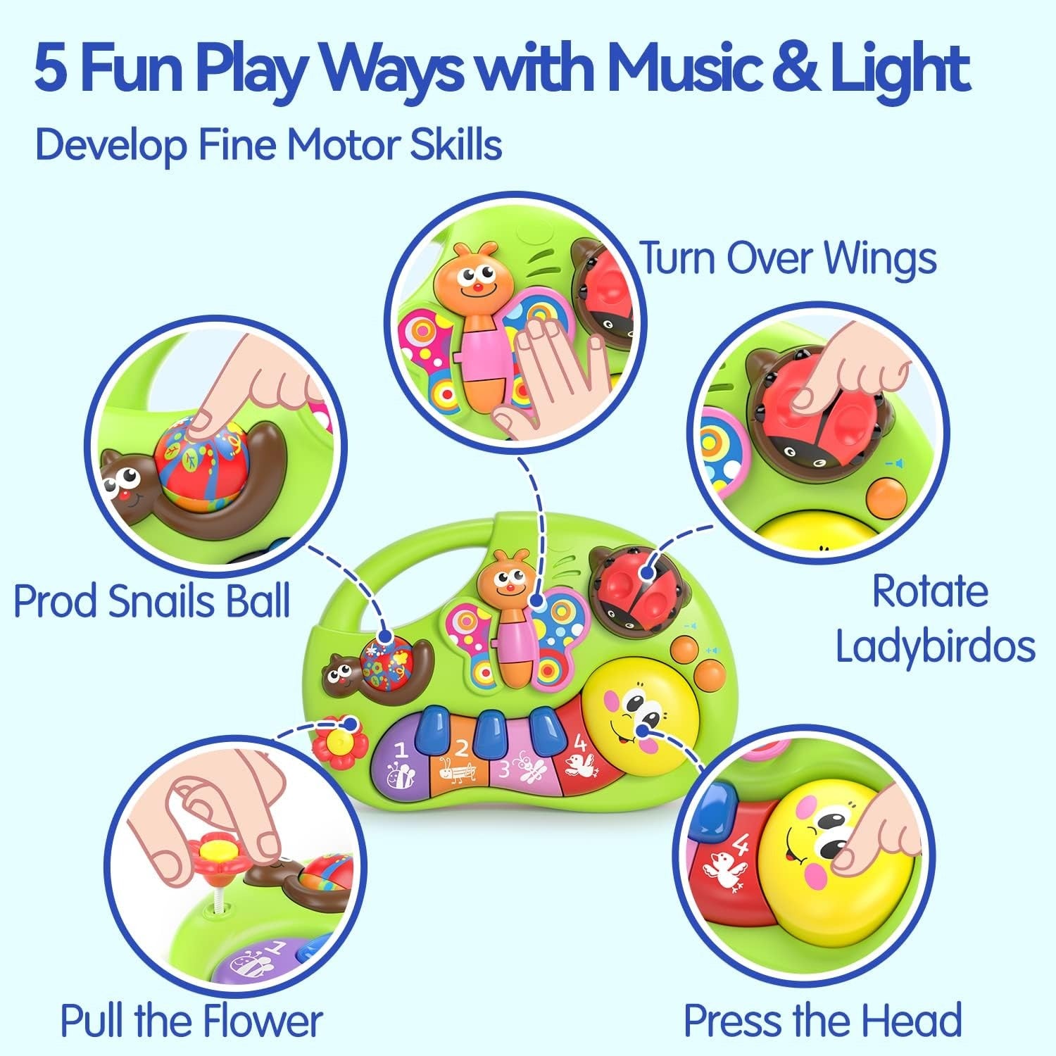 Smiley Piano 🎹 Baby Musical Keyboard Toy | Light-Up & Music Early Education Toy for Infants 6–12 Months 👶 | Interactive Learning Piano (Random Color)