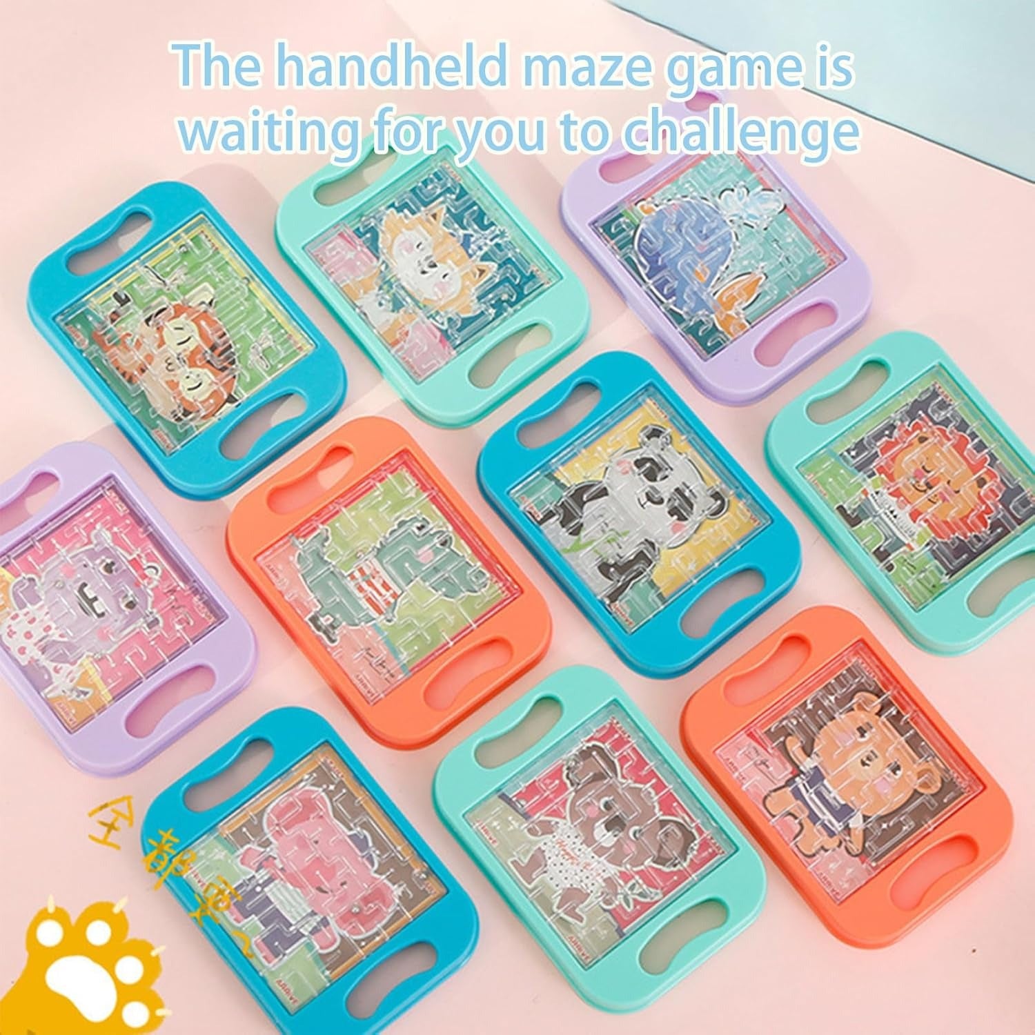 Cartoon Animal Handheld Balance Ball Maze Board Toys for Kids – Birthday Party Favors, Goodie Bag, Pinata Filler – Random Color