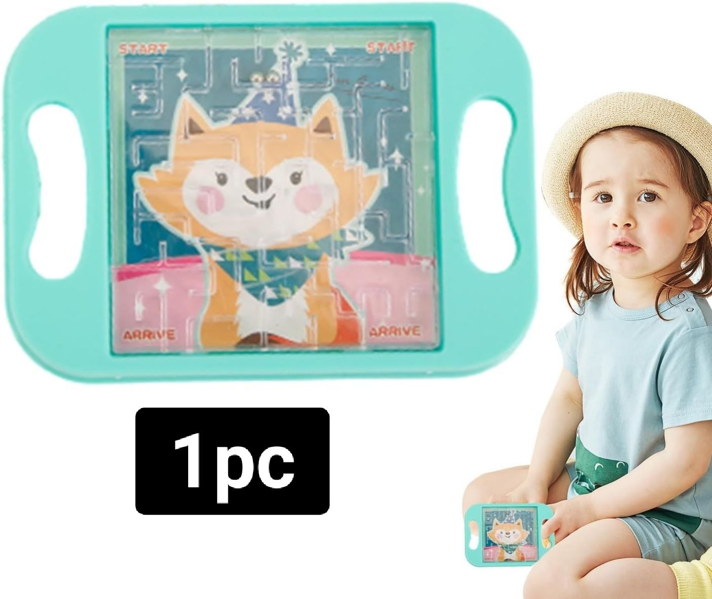 Cartoon Animal Handheld Balance Ball Maze Board Toys for Kids – Birthday Party Favors, Goodie Bag, Pinata Filler – Random Color