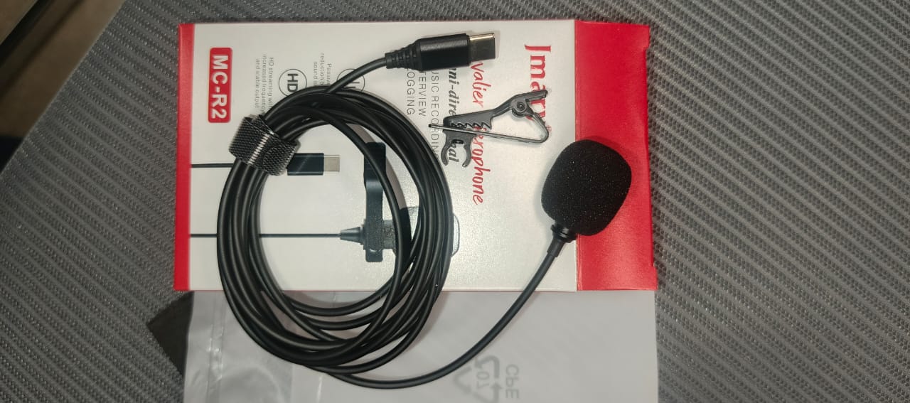 Jmary TikTok Type-C Lavalier Microphone with Clip - Noise Cancelling Mic for Mobile, Laptop, Android