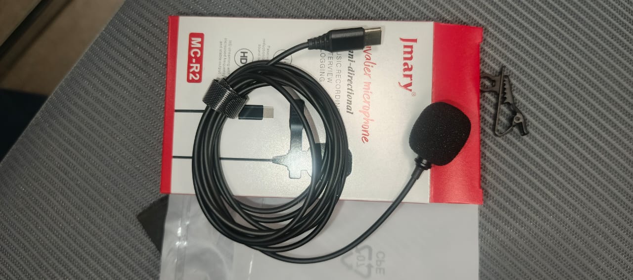 Jmary TikTok Type-C Lavalier Microphone with Clip - Noise Cancelling Mic for Mobile, Laptop, Android