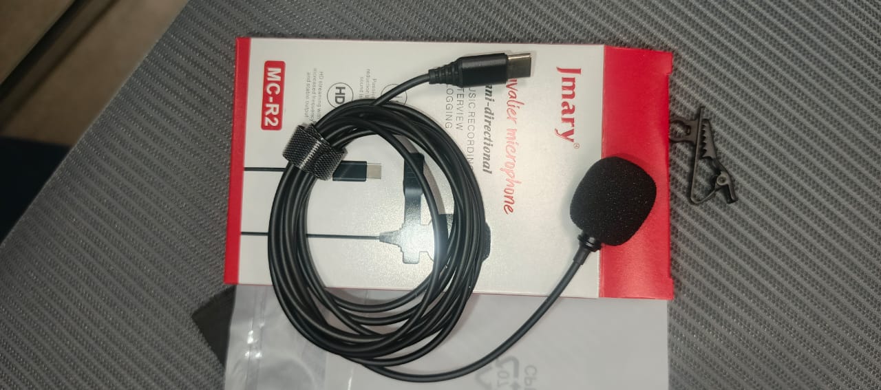 Jmary TikTok Type-C Lavalier Microphone with Clip - Noise Cancelling Mic for Mobile, Laptop, Android