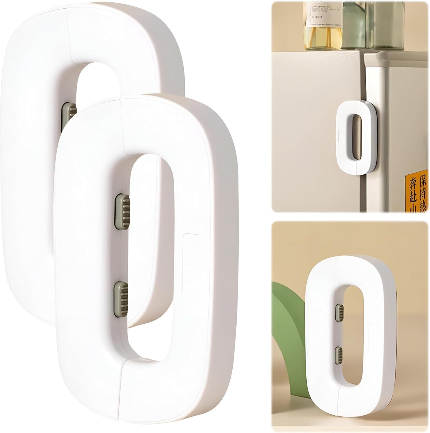 Child Safety Refrigerator Lock - Self Adhesive, Double Safety Button, Easy One-Hand Operation