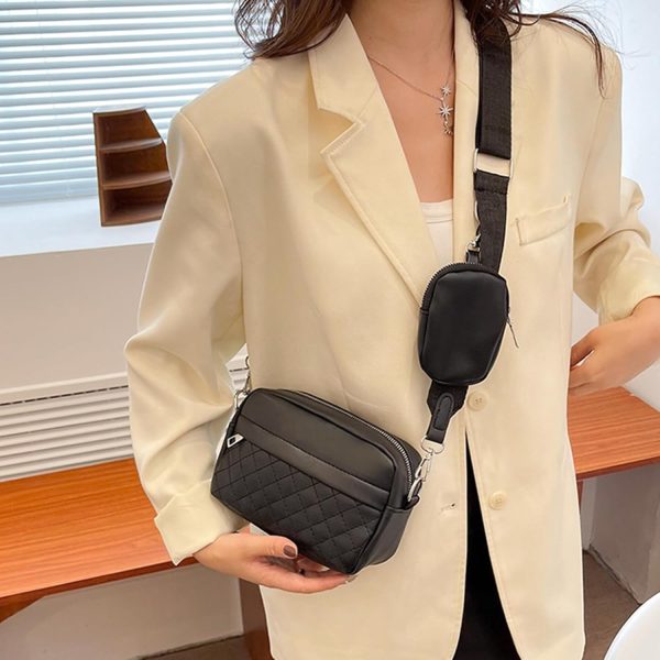 Stylish Convertible Crossbody Bag for Girls – PU Leather Waterproof Shoulder Handbag with Purse – Black