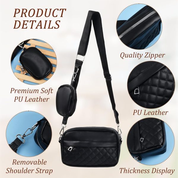 Stylish Convertible Crossbody Bag for Girls – PU Leather Waterproof Shoulder Handbag with Purse – Black