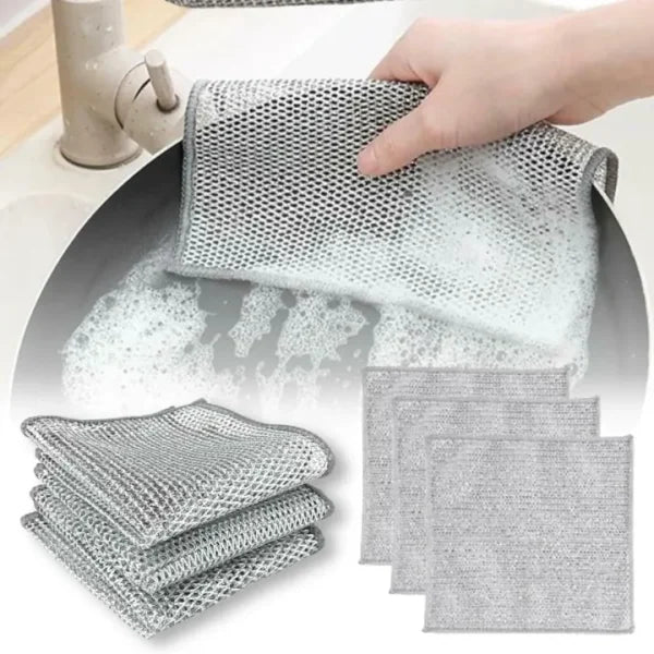 Durable Wire Dish Washing Cleaning Cloth – Heavy Duty Scrubbing Rags for Kitchen, Utensils & Cookware (Pack of 10)