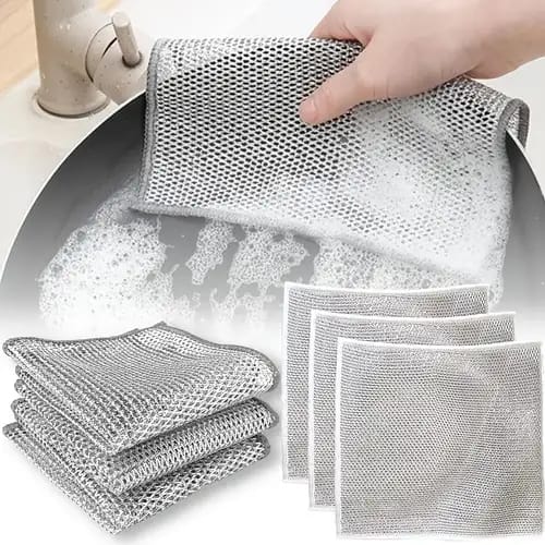 Durable Wire Dish Washing Cleaning Cloth – Heavy Duty Scrubbing Rags for Kitchen, Utensils & Cookware (Pack of 10)