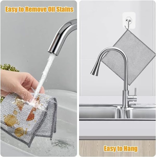 Durable Wire Dish Washing Cleaning Cloth – Heavy Duty Scrubbing Rags for Kitchen, Utensils & Cookware (Pack of 10)