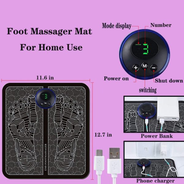 EMS Foot Massager Mat – Electric Acupuncture Pad with Smart Display | USB Rechargeable Circulation & Pain Relief