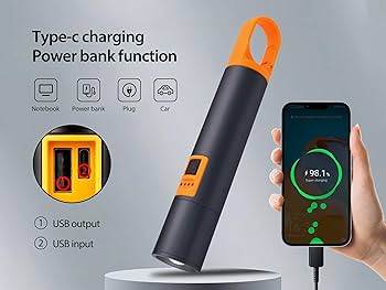 L-s18 Glare Rechargeable Type-C LED Flashlight with Power Bank, USB Input/Output, Digital Display – Emergency Torch & Phone Charger for Outdoor & Home Use