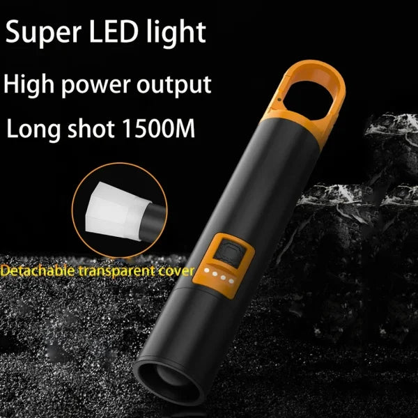L-s18 Glare Rechargeable Type-C LED Flashlight with Power Bank, USB Input/Output, Digital Display – Emergency Torch & Phone Charger for Outdoor & Home Use