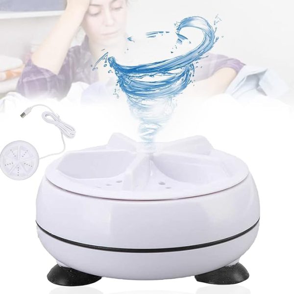Portable USB Travel Washing Machine – Ultrasonic Mini Turbine Washer for Socks, Underwear & Small Clothes