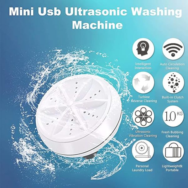 Portable USB Travel Washing Machine – Ultrasonic Mini Turbine Washer for Socks, Underwear & Small Clothes