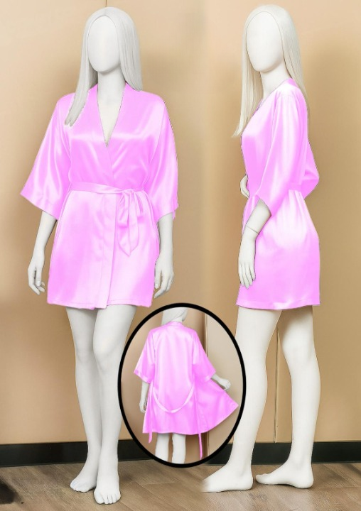 Luxury Satin Robe for Women – Short Night Gown with Waist Tie | Loungewear & Sleepwear
